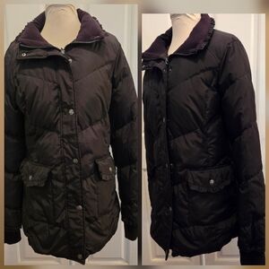 Betsey Johnson Quilted Jacket Coat Black Ruffles Size Medium Designer Ruffled